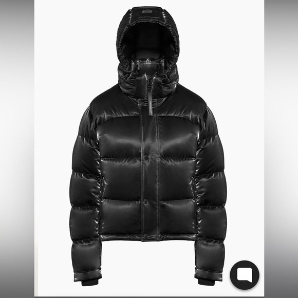 Aritzia The Super Puff Shorty Cropped puffer jacket black liquid shine - Picture 2 of 11